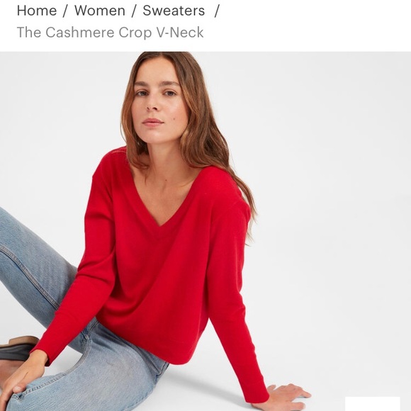 Everlane Sweaters - Everlane cashmere crop v neck sweater in red